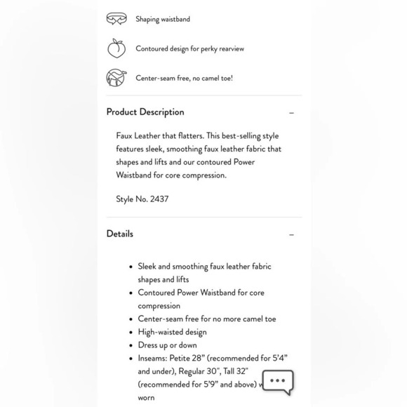 Spanx 2437 Faux Leather Leggings XS Petite - Picture 5 of 10